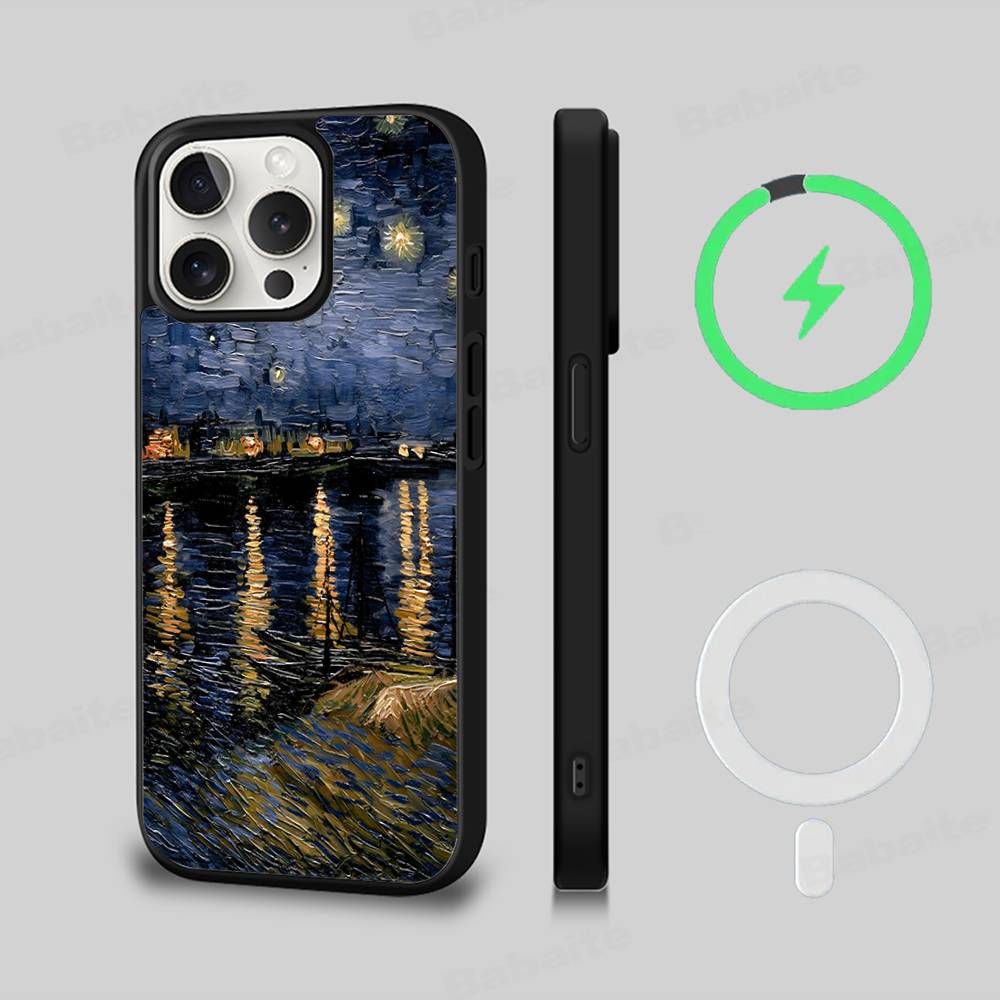 Van Gogh Oil Painting For IPhone 17 16 15 Pro Max Case 14 Plus 13 12 11 For Magesafe Magnetic Wireless Charge Cover
