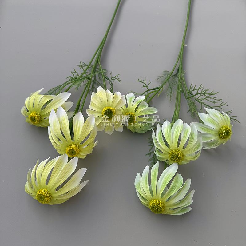 Artificial 4 Heads Echinacea Purpurea Flower Simulated Chrysanthemum Flower Branch for Wedding Party Floral Decoration 6 pieces