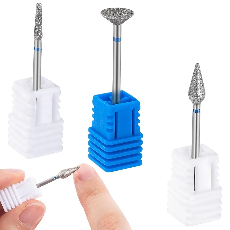 3 Pcs Nail Drill Bits, Cuticle Bit for Nail Drill, Diamond Nail Drill Bits for Nail Art, Dead Skin, Nail Polishing