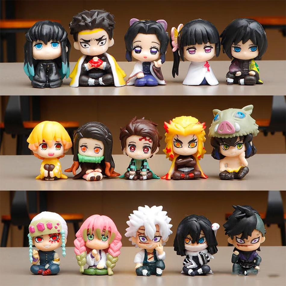 Demon Slayer Figure Q Version Sitting ToyTomioka Giyuu/Tokitou Muichirou/Mitsuri/Tanjirou/Obanai/Nezuko pvc Model Doll Xmas Gift