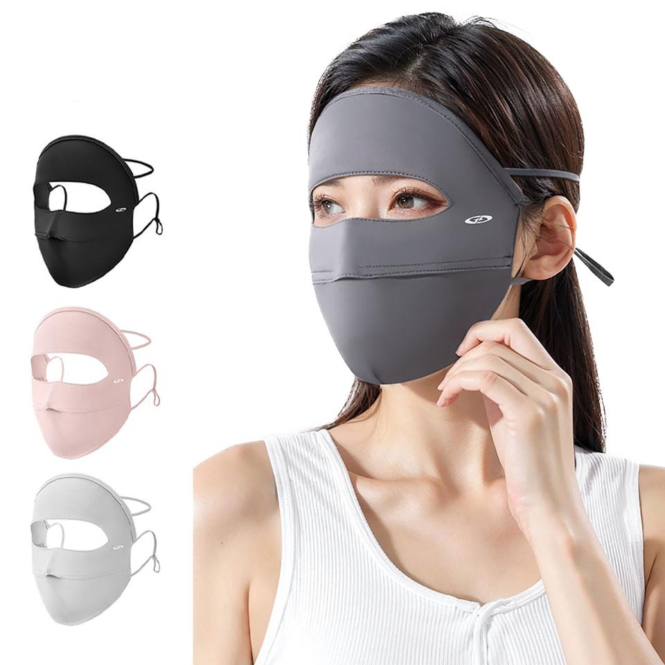 Full-face Sun Protection Mask Breathable UV-resistant Ice Silk Cool Veil Outdoor Forehead Eye Corner Protection Unisex