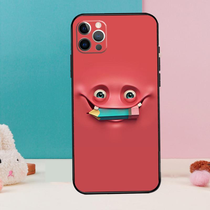 3D funny face Cute Phone Case For iPhone 17 Air 16 15 13 12 11 14 Pro Max 12 13 mini 15 16 Plus 16e Cover Coque