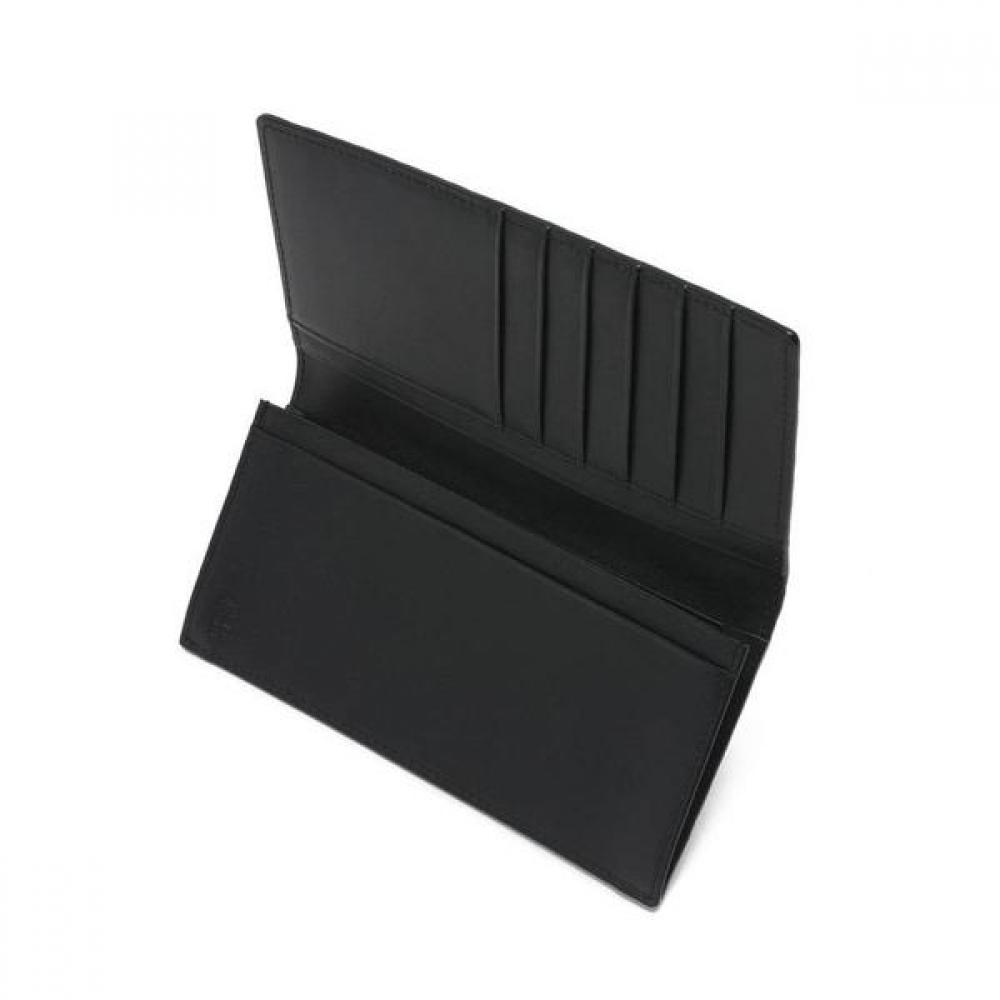 Daks Black Dd Logo Matte Leather Long Wallet Dbwa2f361