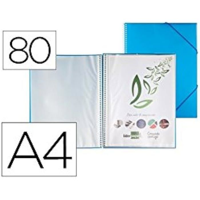 Classeur A4 - LIDERPAPEL - EC25 - Couleur Bleu - 80 Couverts - 21x29,7 cm