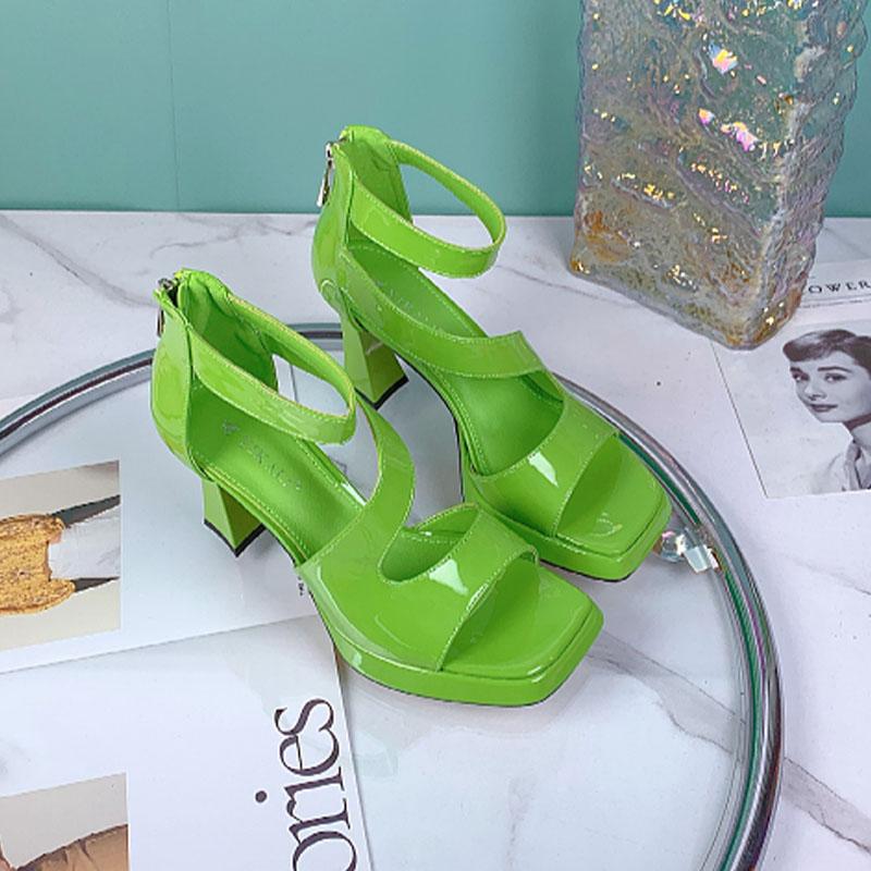 fashion 2024 Fashion Square Head Open Toe Sexy High Heels Thick Heel Women's Banquet Shoes Zapatillas Mujer Elegant Dress High Heels