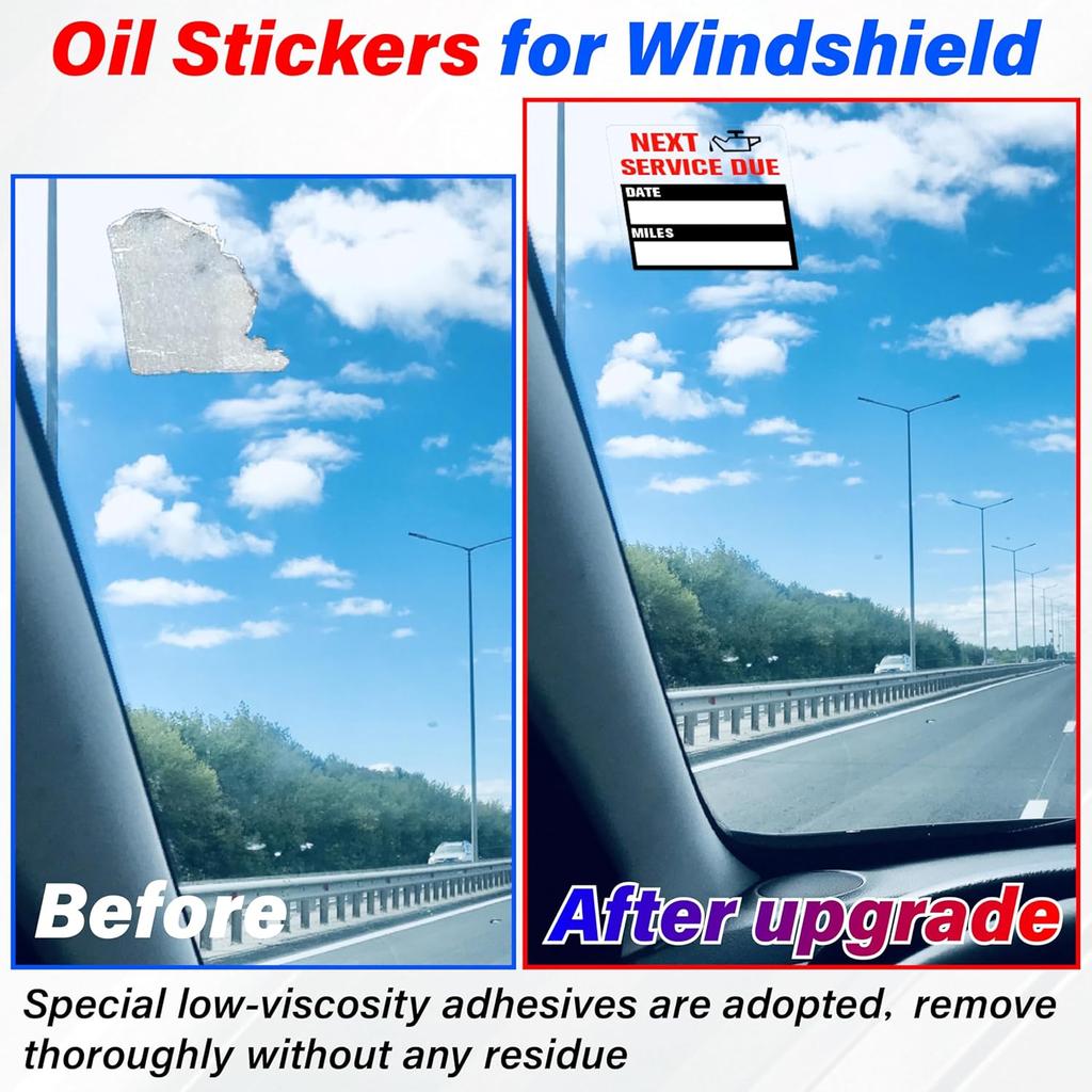450 PCS Oil Change Stickers For Windshield, 2 Rolls Oil Change Sticker, 2 X 2 Inches Next Service Due Sticker Labels, Removable Vinyl Stickers For