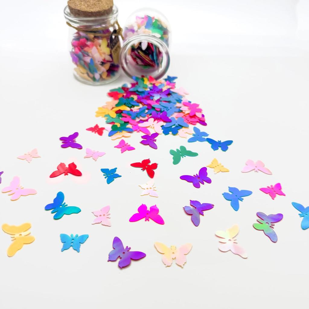 Werich Butterfly Confetti for Party Decorations, Gradient of Sparkling Shiny Foil Table Scatter, Colorful Wedding Birthday Baby Shower Supplies, 3