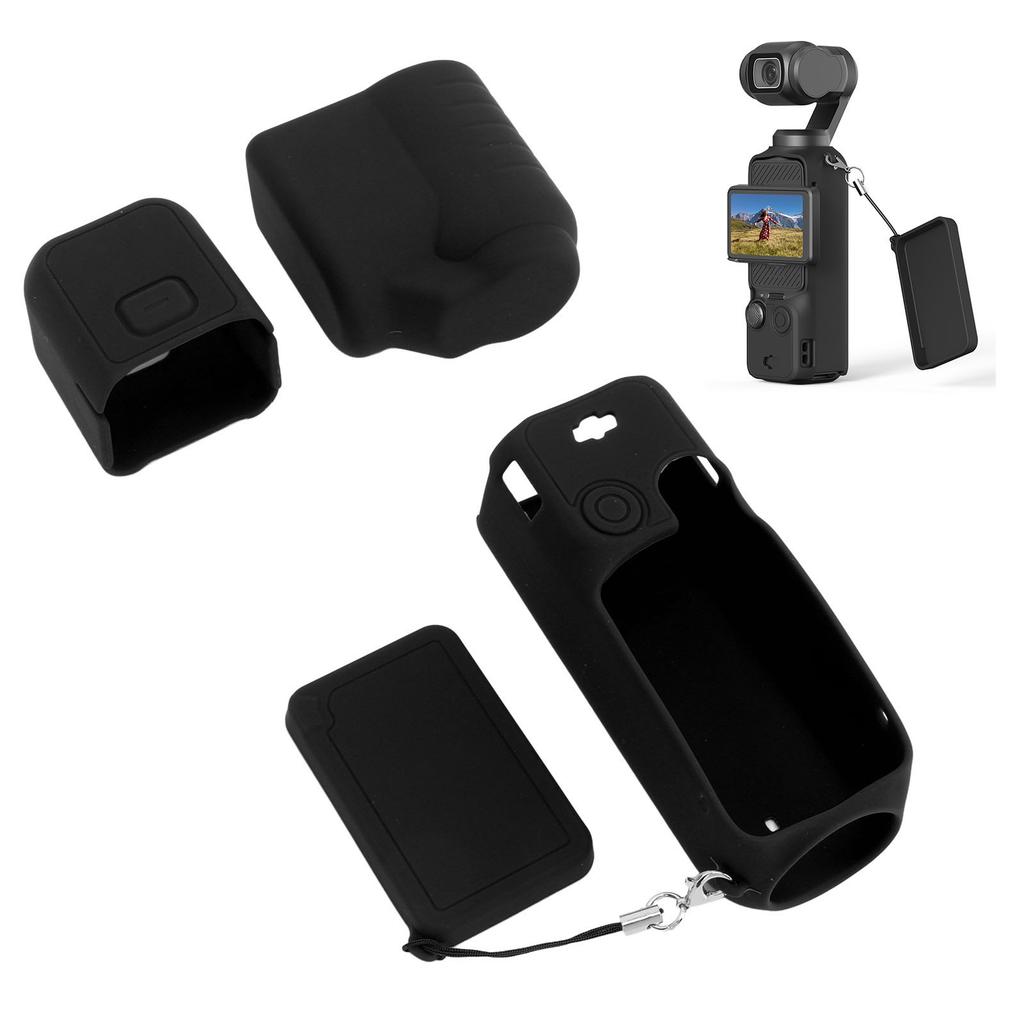 4 in 1 Protective Case Cover for 3 Silicone Screen Lens Protector Sleeve Action Camera Accessories Set with Lanyard