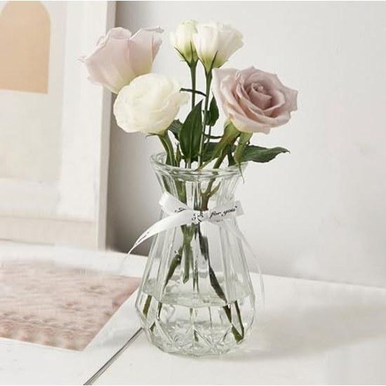 Vase Glass Stylish Single Flower Holder Simple Container Transparent Base Decorative Home Decoration Height 15CM