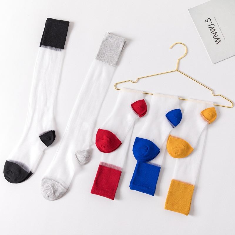 Spring And Summer Thin, Card Stockings Transparent Personalized Glass Silk Knee Crystal Women'S Socks, Women'S Calf Socks