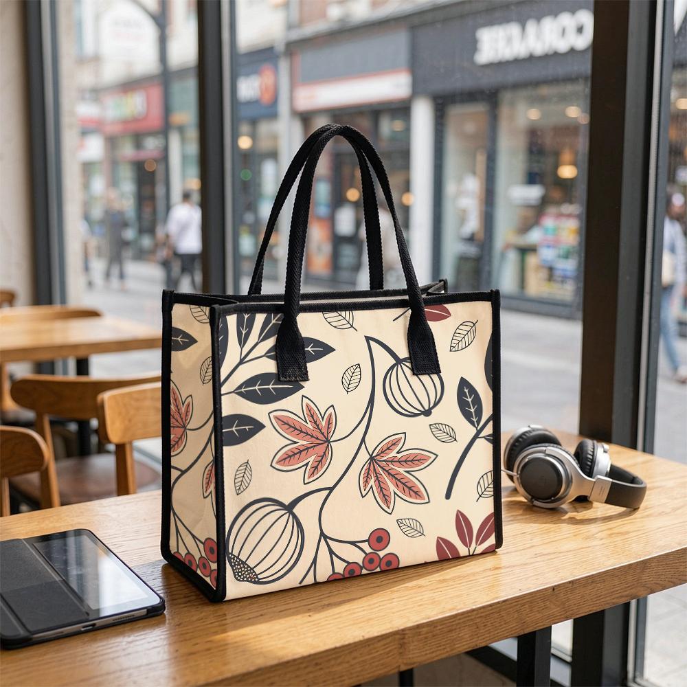 Vintage Floral Canvas Tote Bag Large Capacity Casual Daily Shoulder Handbag for Women Shopping Travel