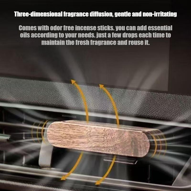 Auto Air Outlet Perfume Freshener Car Aroma Diffuser Vent Clip Wood Essential Oil Aromatherapy Holder with Fiber Diffuser Sticks