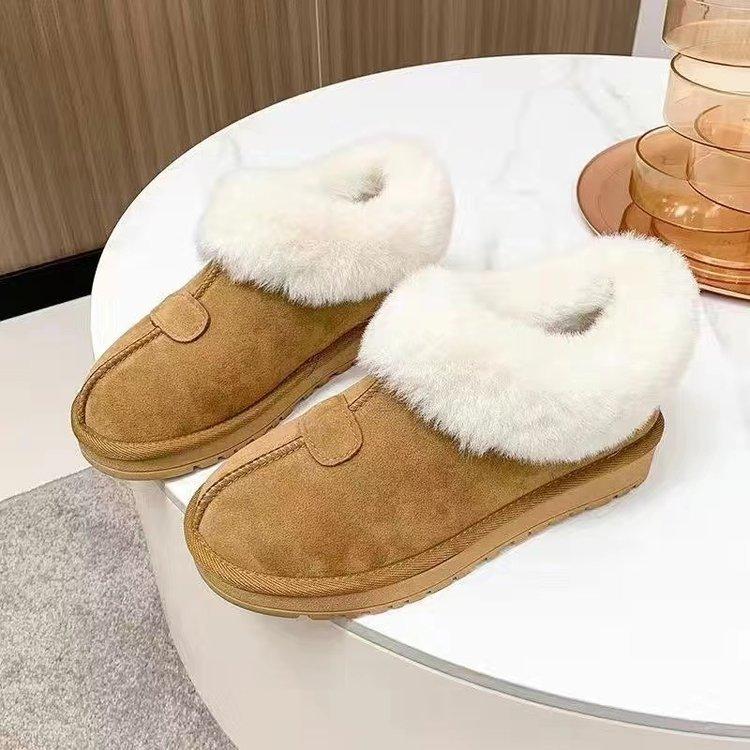 

Новые плюшевые интегрированные короткие зимние ботинки женские Tazi специальная кожа шерстяное голенище женские ботинки на одной педали нескользящие 41 малиновый