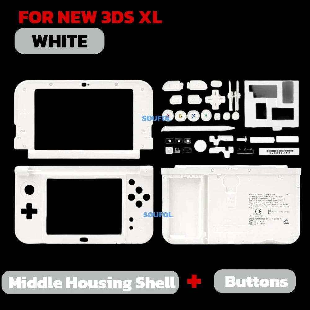 For NEW 3DS XL Replacement Case Housing Shell Kit, ABXY Full Set Buttons And Middle Frame Faceplate For NEW 3DS LL XL