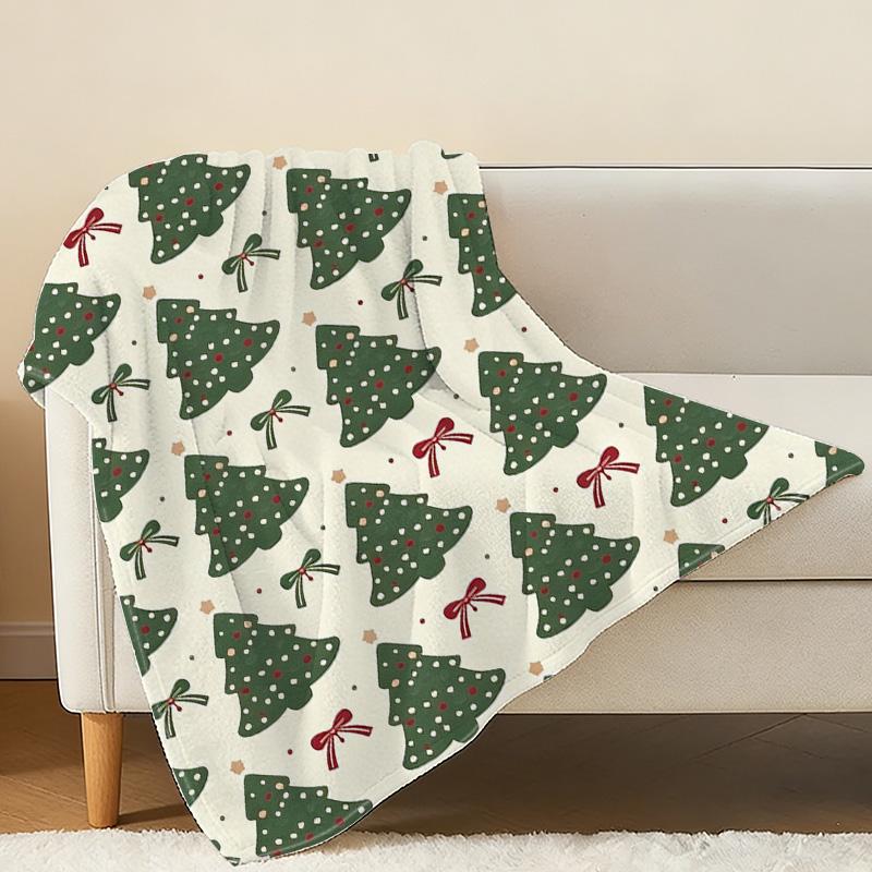 Christmas Tree Design Flannel Fleece Throw Blanket - No Shedding, Soft & Warm Cozy Blanket for Home, Couch, Bed, Nap, Christmas Decor