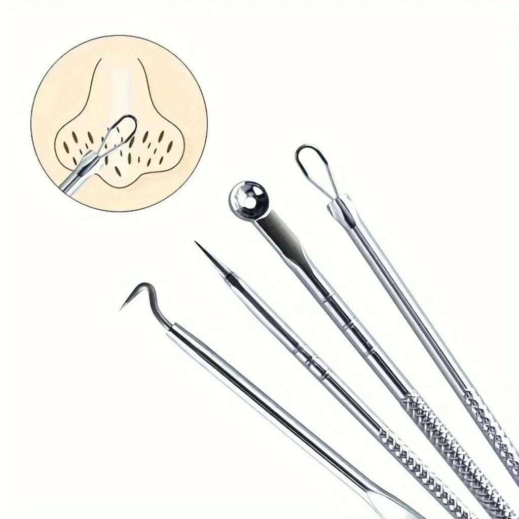 4pcs Blackhead Needle Set for Skin Care: Pimple Blemish Pore Cleanser, Portable Reusable Facial Cleaning Tools - Acne Care
