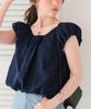 Titibait Cropped Balloon Silhouette Top AFXP4341 L Blue Women's