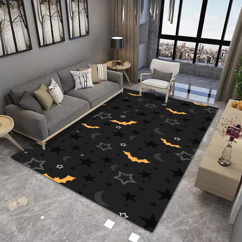 Halloween Bat Print Carpet for Living Room Decoration Home Large Area Rugs Decor Soft Bedroom Lounge Floor Mat