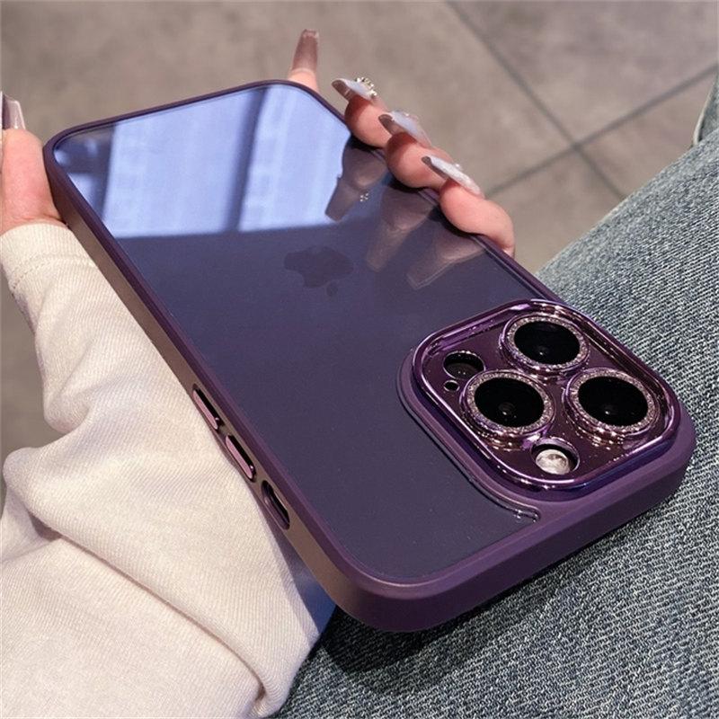 Luxury Glitter Diamond Transparent Case For iPhone 15 14 13 12 11 Pro Max Plus Lens Protection Shockproof Bumper Cases Cover