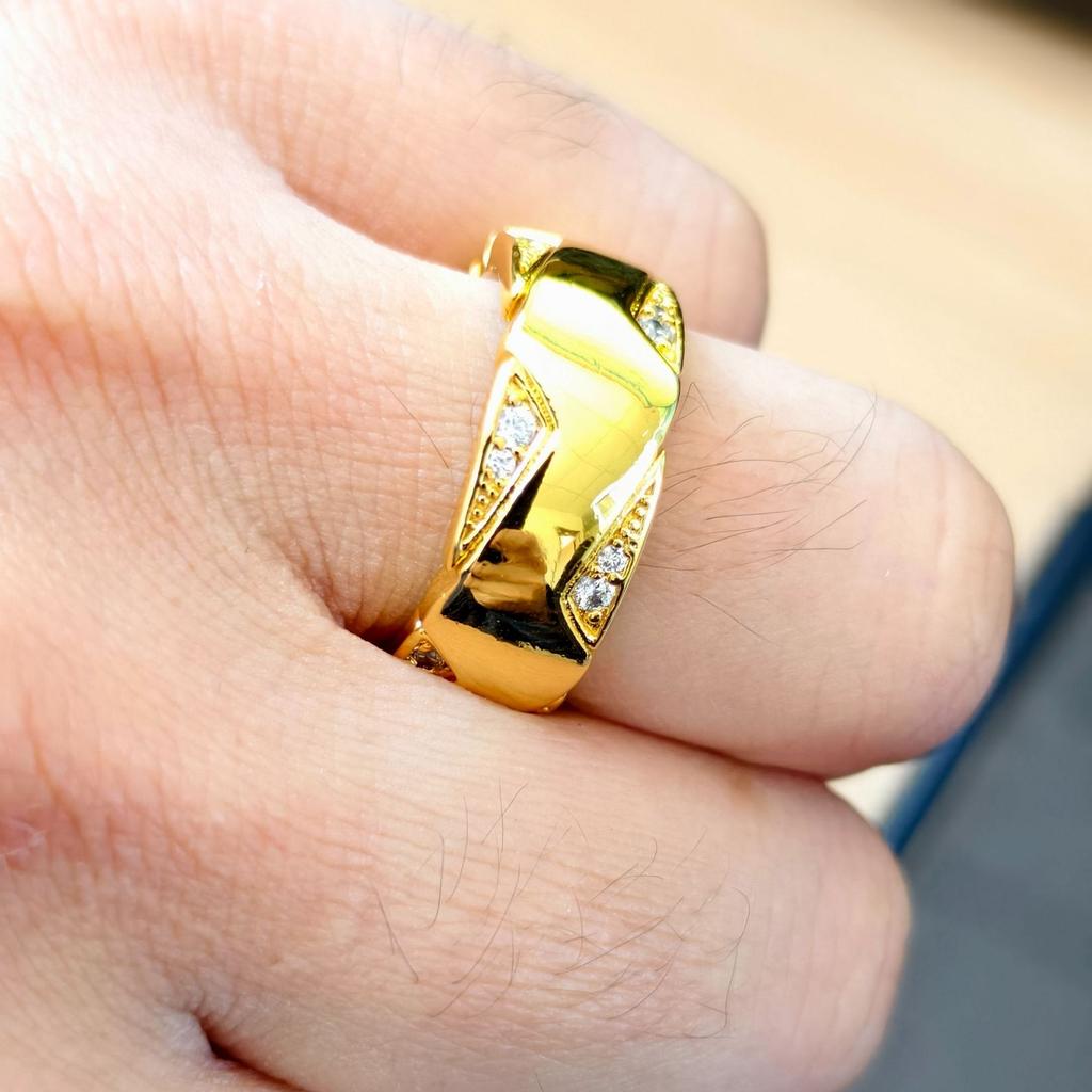 Antique Distressed Two Tone Silver Men's Wide Band Ring