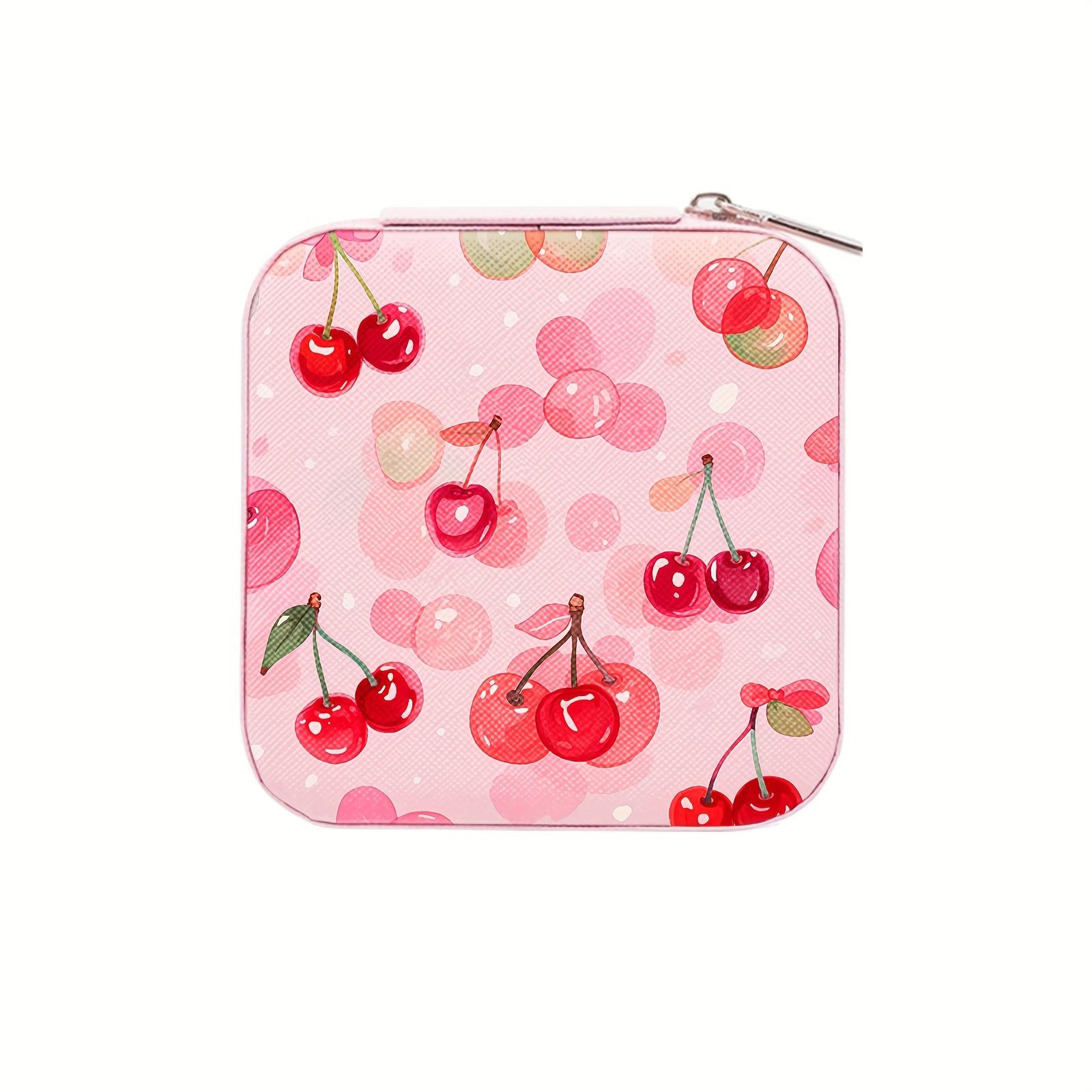 

1Pcs Travel Jewelry Box for Girls Pink Bows Print Embossed Jewelry Organizer Traveling Jewelry Case Gift for Women - Mini Organi вишня