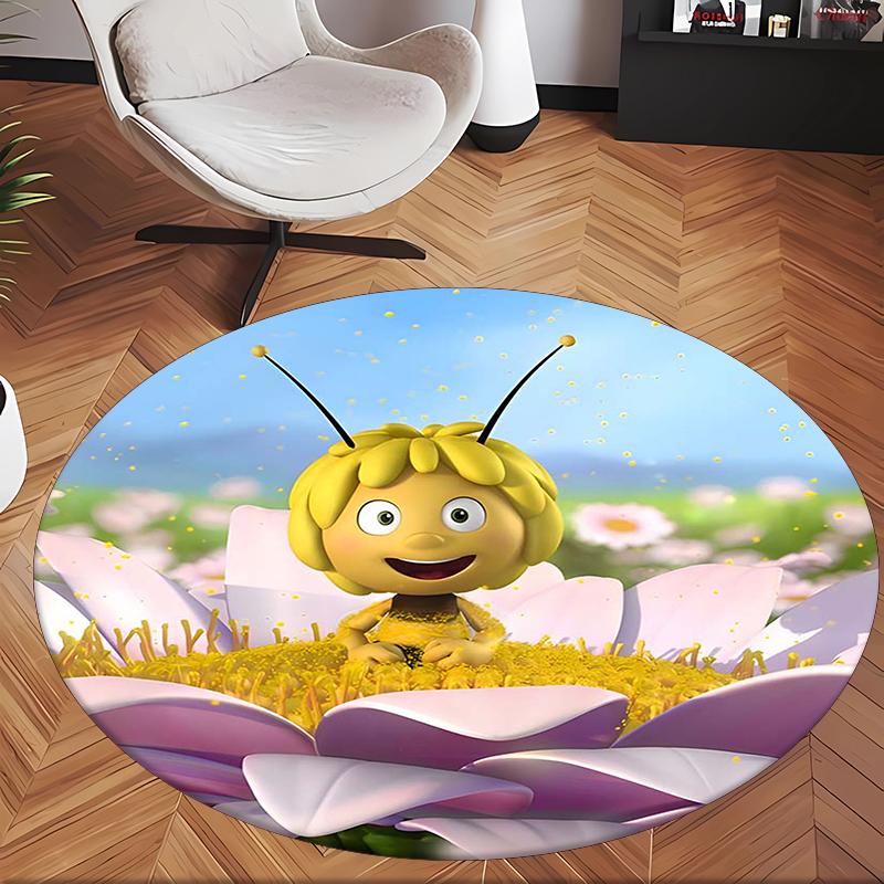Maya The Bee (1) Round Office Rug Decorative Floor Rug for Office Bedroom Living Room and Home Space