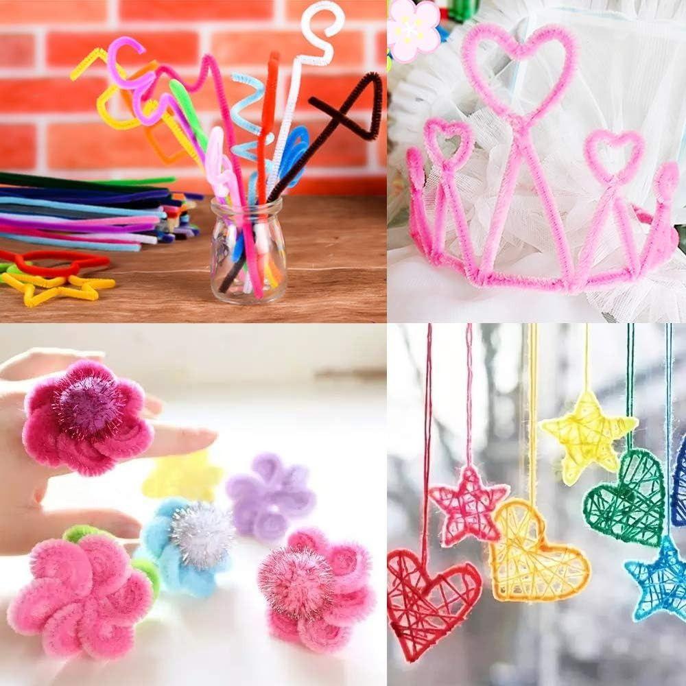 100/300/400Pcs Plush Chenille Stems Bendable Craft Stamen Plush Sticks for Artificial Flower Making
