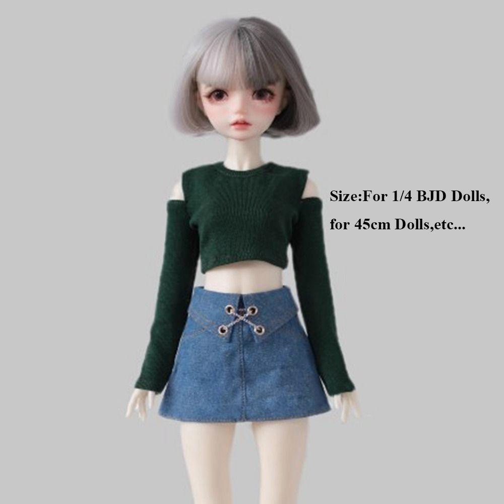Fashion Off Shoulder Top T-shirt Mini Princess Skirt Clothes for 1/4 BJD 45cm Dolls