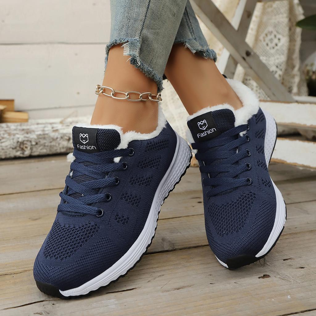 Winter Fashion Plush Walking Flats, Sports Shoes, Women'S Casual Shoes
