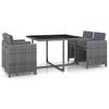 vidaXL 5 Pcs. Garden Dining Set with Cushions Poly Rattan Grey