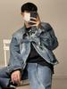 Herren-Jeansjacke mit amerikanischem Revers im Retro-Stil: Frühlings- und Herbststil