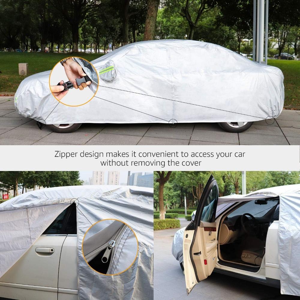 Basics Silver Weatherproof Car Cover - 150D Oxford, Sedans Up To 200"