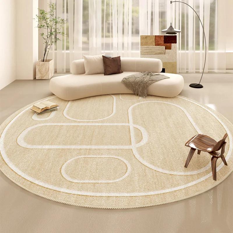 Minimalist Line Living Room Decoration Carpet Japanese-style Round Rugs for Bedroom Fluffy Soft Thicken Rug Home Study Plush Mat