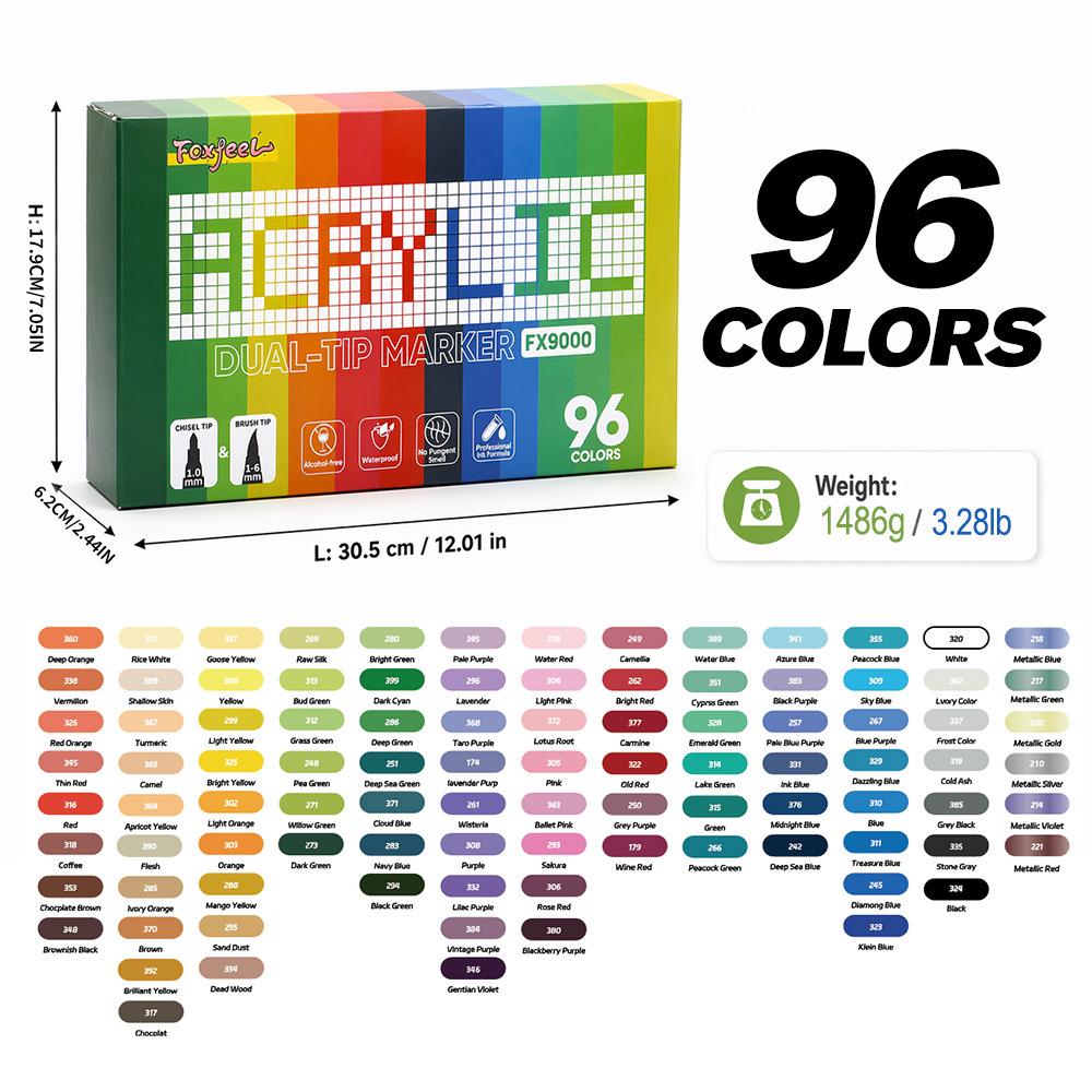 Student Art Double-Ended Acrylic Markers Set - Soft & Hard Tips, Professional Quality