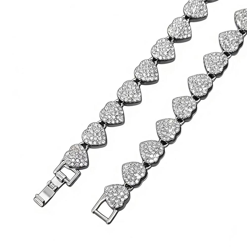40CM New thick European hip-hop style bracelet, trendy heart-shaped Cuban necklace for trendsetters