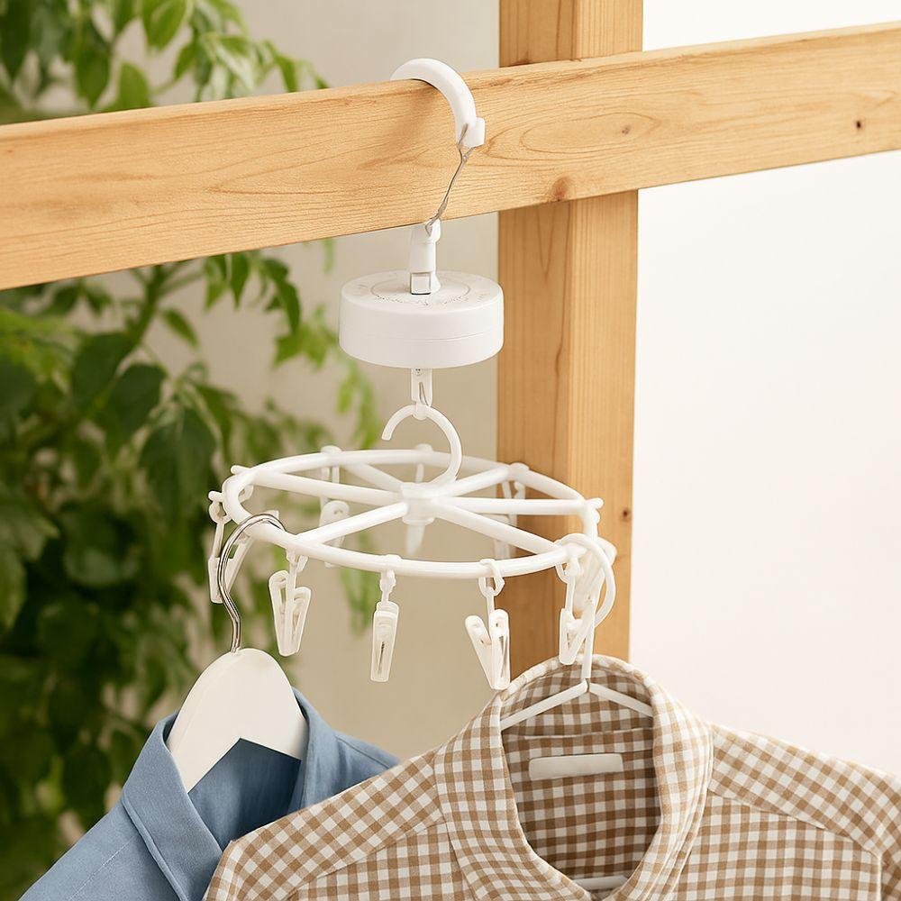 Automatic Rotating Drying Rack Save Space Storage Hook Portable Clothes Drying Rack  Bathroom