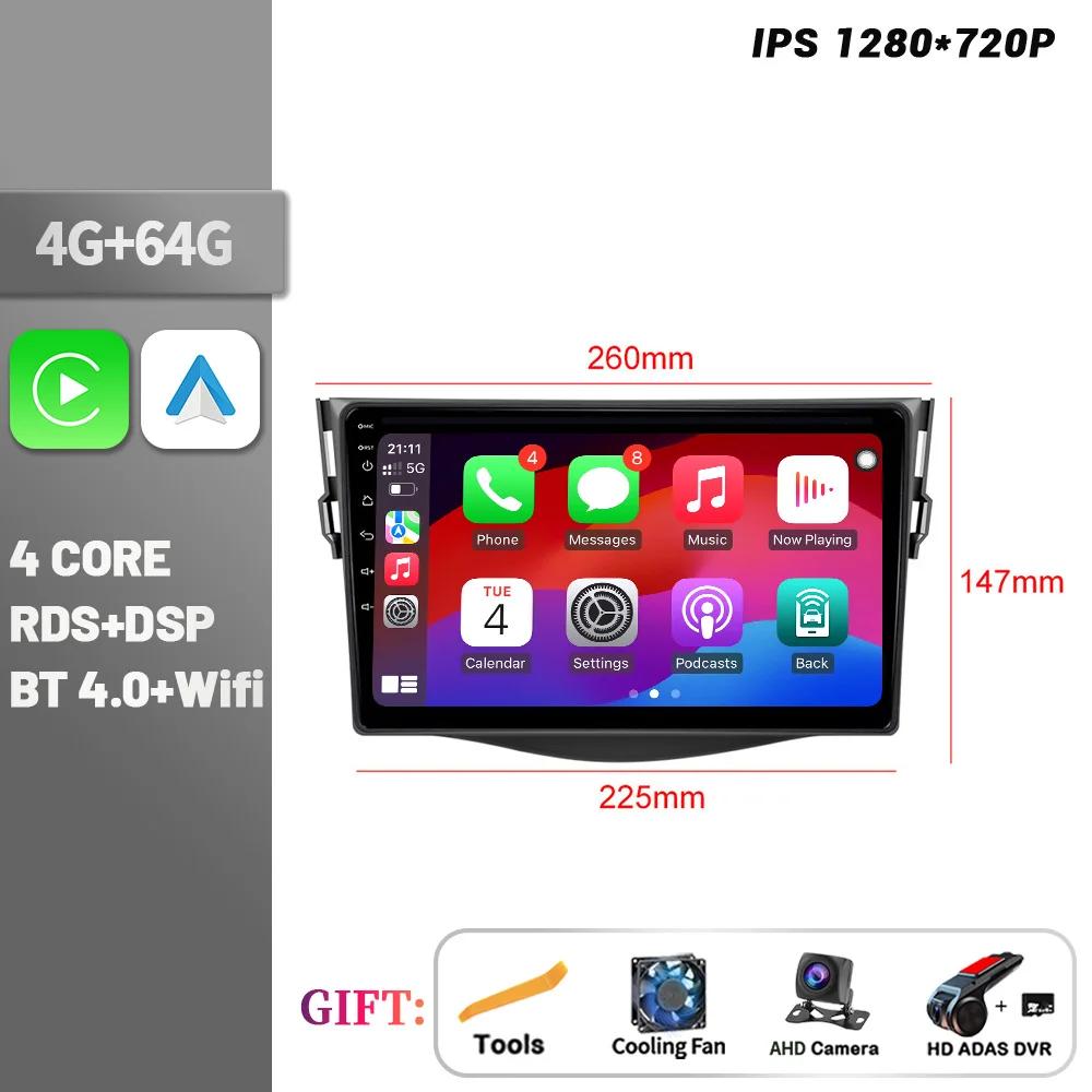 Android 14 Bluetooth Wireless CarPlay For Toyota RAV4 2007-2011 Touch Screen Stereo Car Radio Multimedia Navigation Head Unit