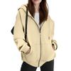 Women's Full Zip Up Hoodie Sweatshirt with Drawstring Hood and Split Pockets Casual Loose Fit Outerwear for Everyday Wear