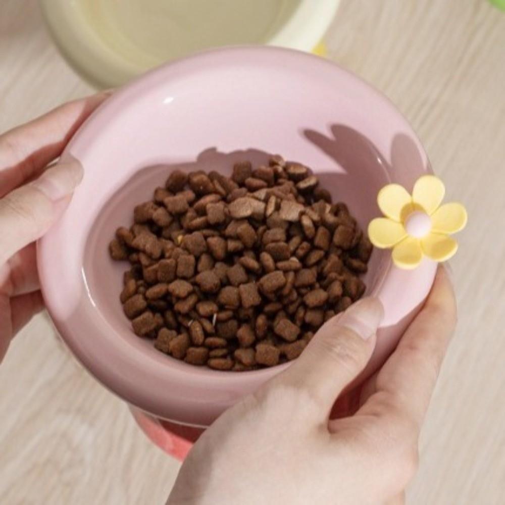 Flower Elevated Cat Bowl Ceramic Raised Pet Feeder Pet Food Water Bowl Kitten/Puppy/Bunny