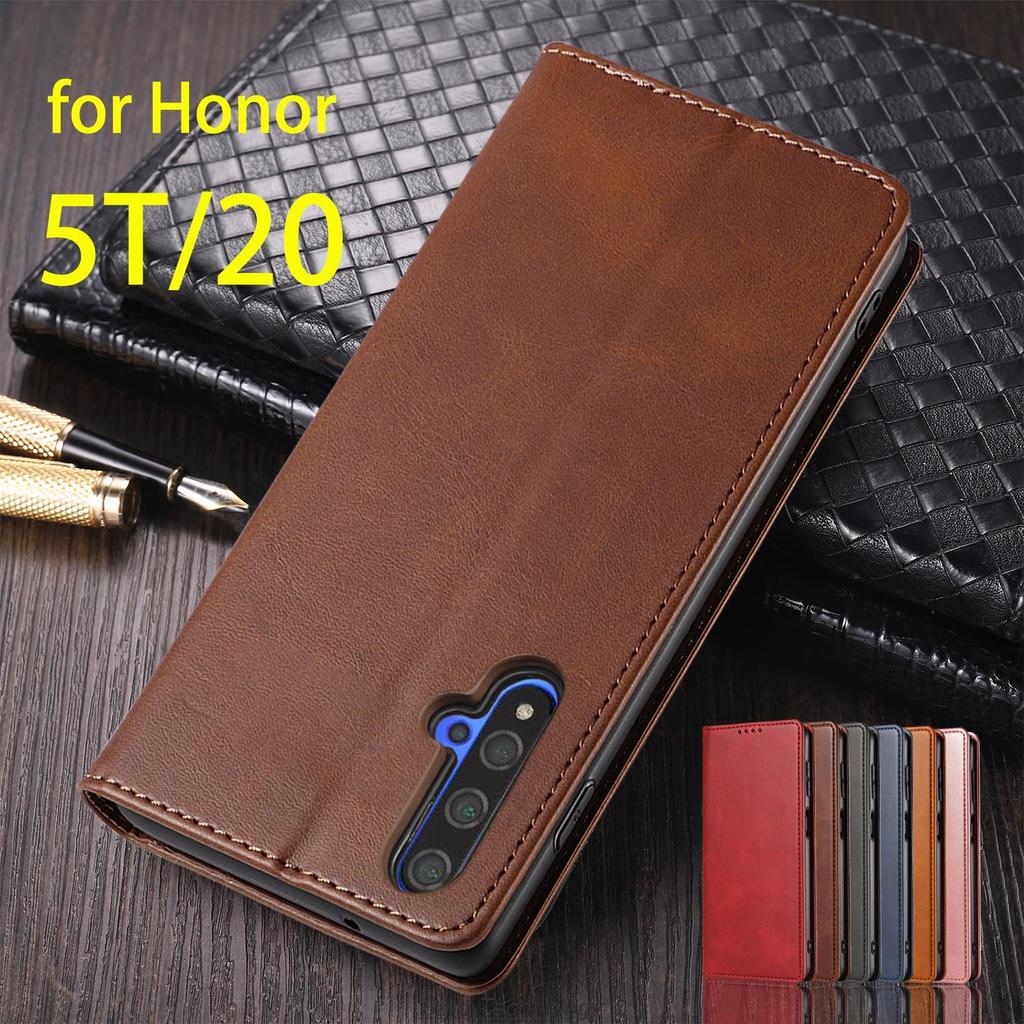 Magnetic Attraction Leather Case for Huawei Nova 5T / Huawei Honor 20 Holster Flip Cover Case Wallet Phone Bags Fundas Coque