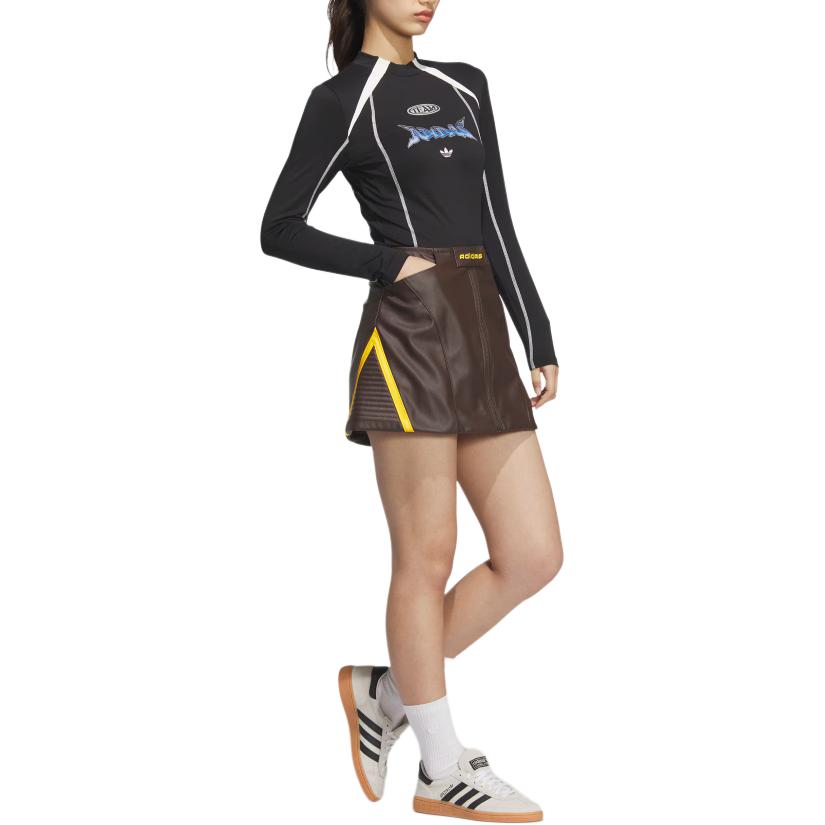adidas Originale V-Day Racing Kunstleder Einfach Bequem Mode Sport Lässig Rock Damenröcke Braun JM8026