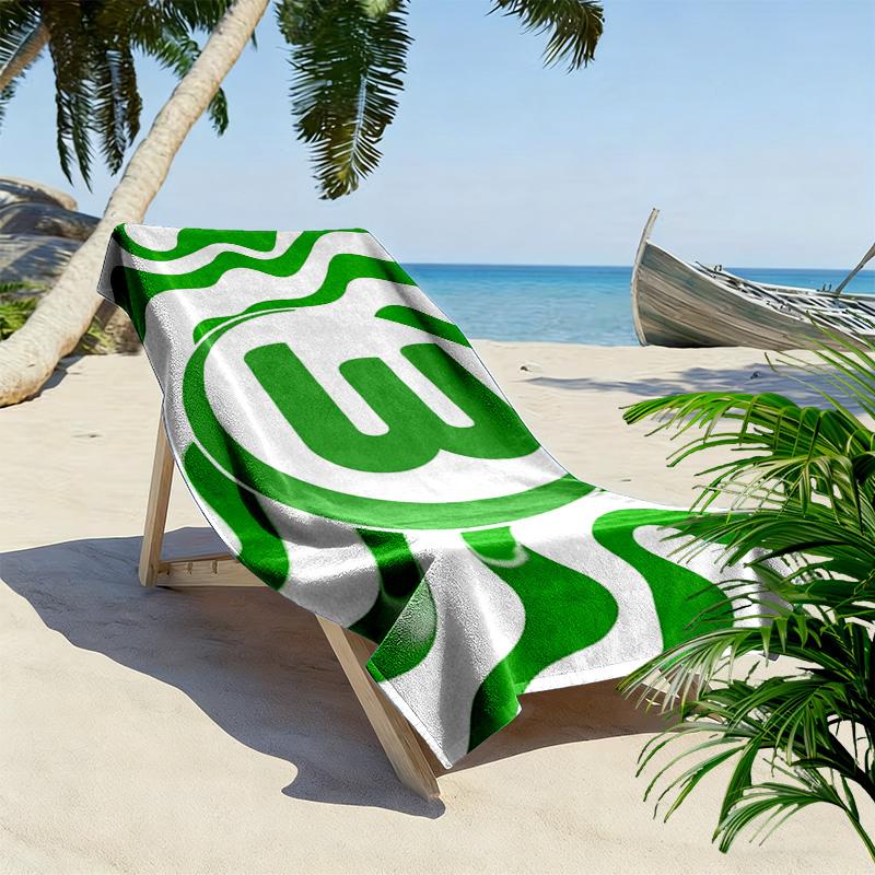 VfL Wolfsburg Print Strandtuch, Großes Weiches Schnelltrocknendes Handtuch für Strand Camping Schwimmen