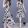 Beautiful Floral Dress, High Waist Temperament, Short Sleeves, Small Gram Ice Silk Skirt, Children's Summer