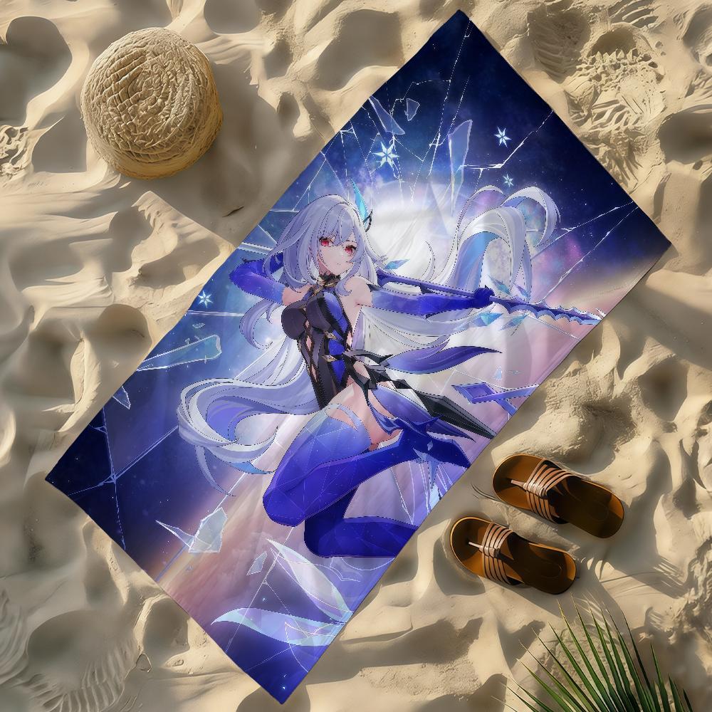 Game Skirk Genshin Impact Towel Soft Lightweight Anti-Sand Large Beach Towel Quick-Drying Bath Sports Family