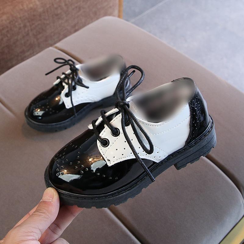 New children's leather shoes, student performance shoes, lace-up fashion girls' patent leather single shoes, children's shoes, boys' leather shoes