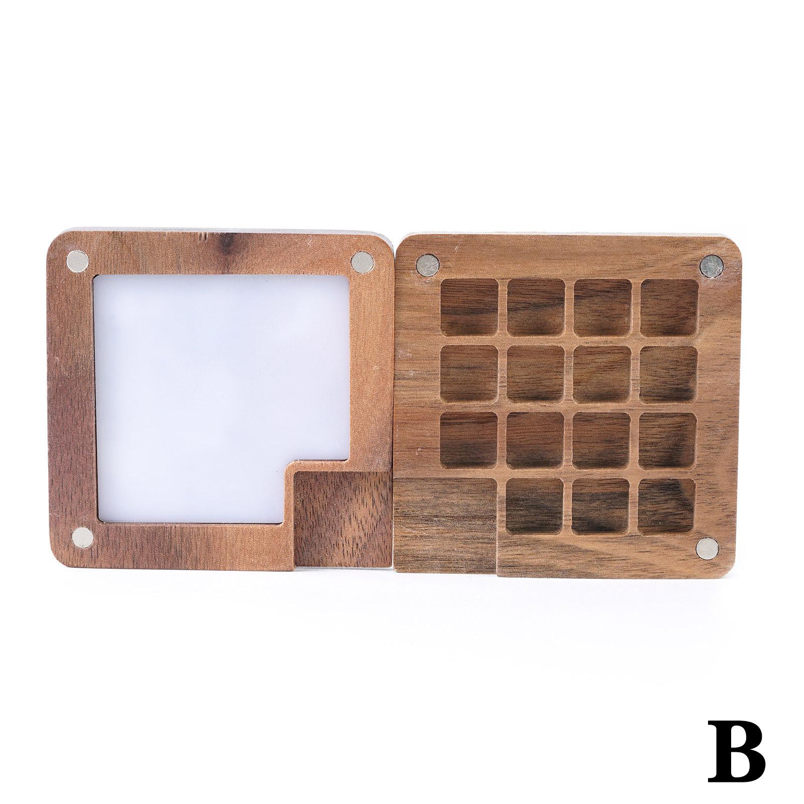 

1 шт. Портативная мини-палетка из дерева, 12 ячеек, 24 ячейки, коробка для красок, акриловая палитра, принадлежности для рисования, квадратный поднос, принадлежности для художников B