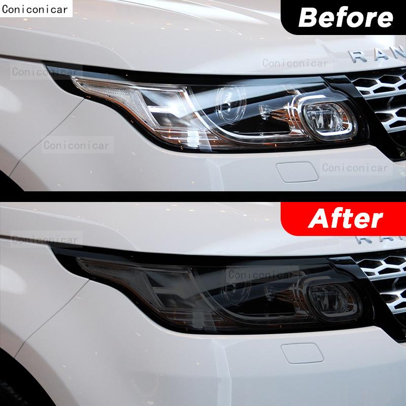 2 Pcs Car Headlight Protective Film Cover Front Light Smoke Black TPU Sticker For Range Rover Sport L494 2014- Accessories