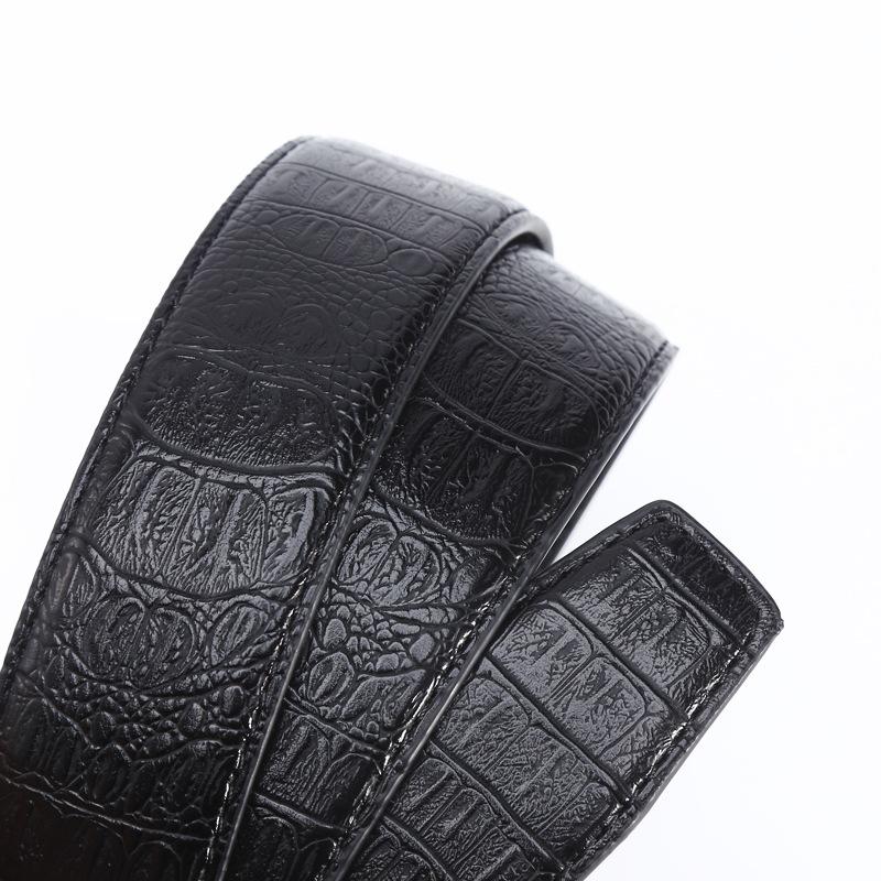 New Popular Leather Belt Men's Casual Business All-Match Comfort Click Belt Crocodile Pattern Pant Belt with Goods
