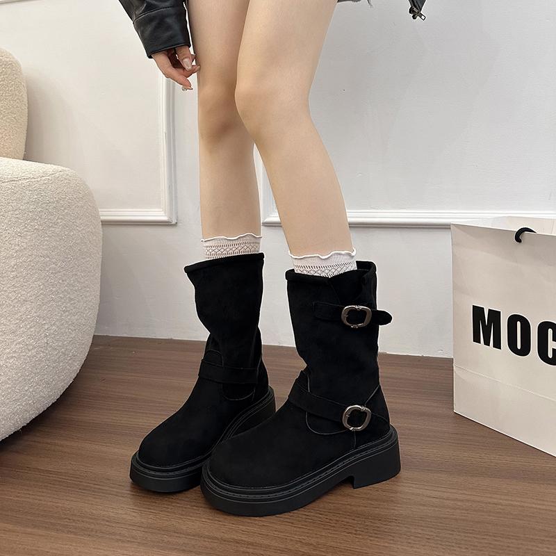 Fashion Autumn Women Ankle Boots Low Heels Slip On Shoes Fashion Square Toe Comfortable Short Botas Zapatos De Mujer