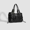2025 French Retro Washed Shoulder/Crossbody Tote - Women's Large Capacity Motorcycle Bag